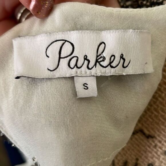 EUC Parker Cream Silky Tank with Silver Beading Detail - Size Small - Picture 8 of 10